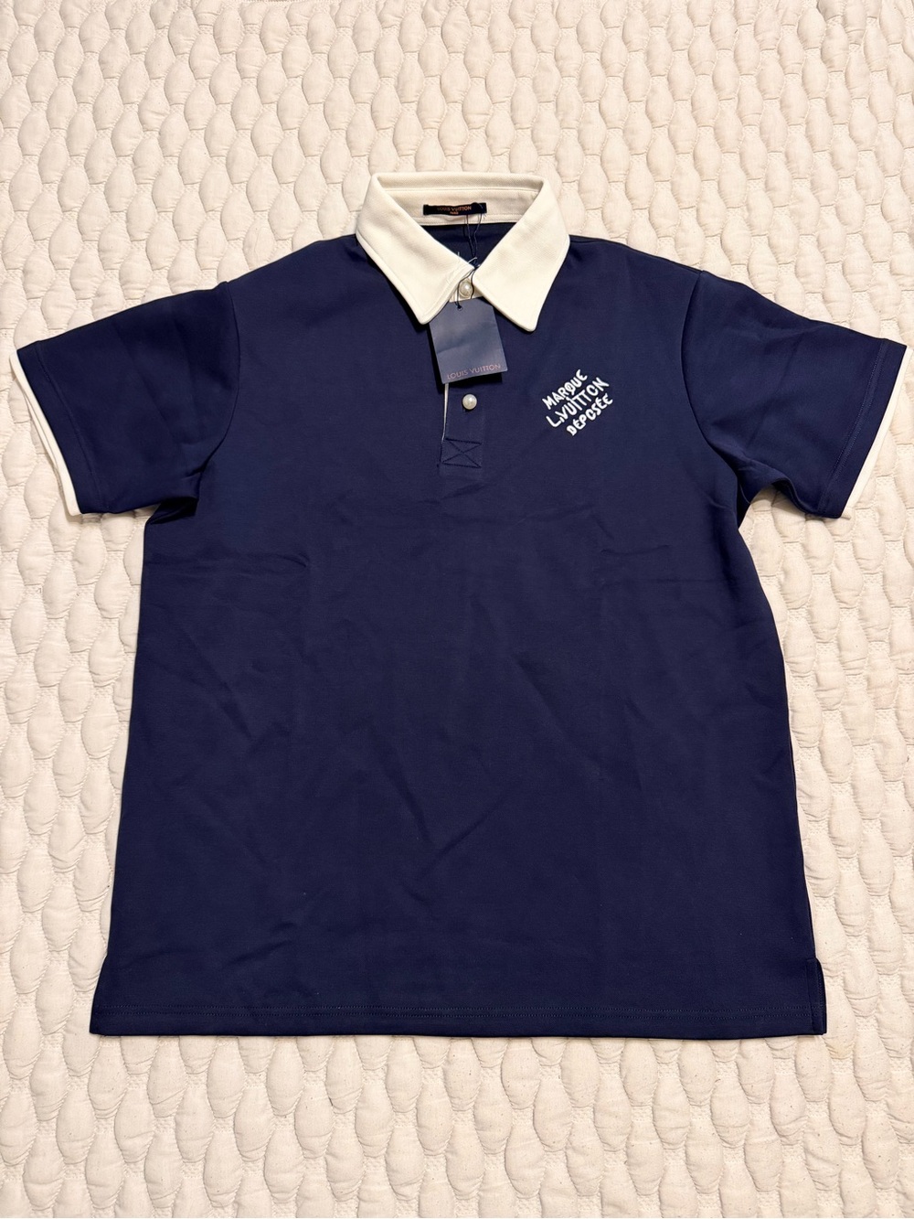 Louis Vuitton Navy Polo with White Contrast Collar